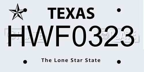 HWF0323 Texas License Plate