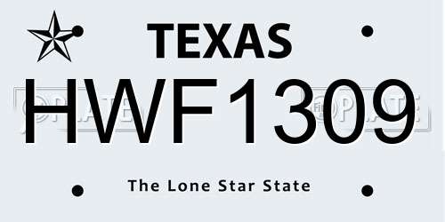 HWF1309 Texas License Plate