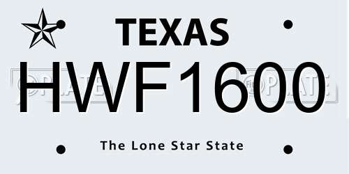 HWF1600 Texas License Plate