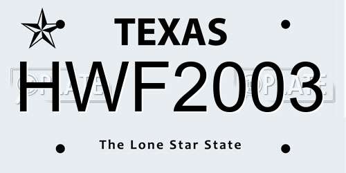 HWF2003 Texas License Plate