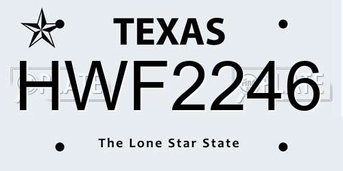 HWF2246 Texas License Plate