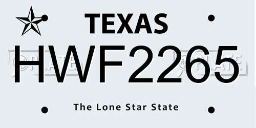 HWF2265 Texas License Plate