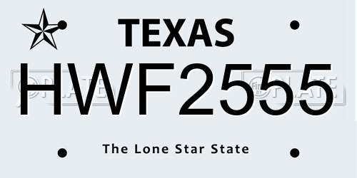 HWF2555 Texas License Plate