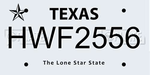 HWF2556 Texas License Plate