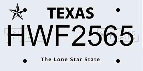 HWF2565 Texas License Plate