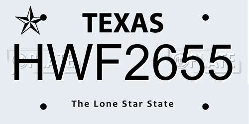 HWF2655 Texas License Plate