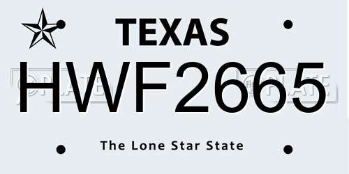 HWF2665 Texas License Plate