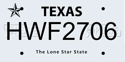 HWF2706 Texas License Plate