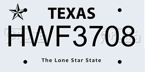 HWF3708 Texas License Plate
