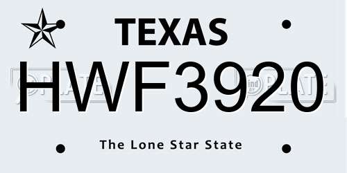 HWF3920 Texas License Plate