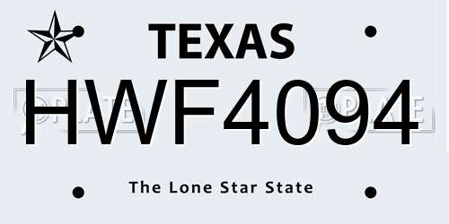 HWF4094 Texas License Plate