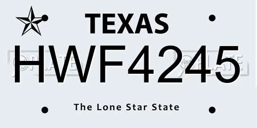 HWF4245 Texas License Plate