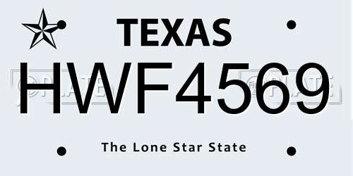 HWF4569 Texas License Plate