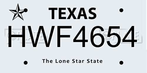 HWF4654 Texas License Plate