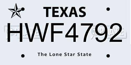 HWF4792 Texas License Plate