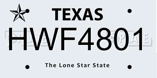 HWF4801 Texas License Plate