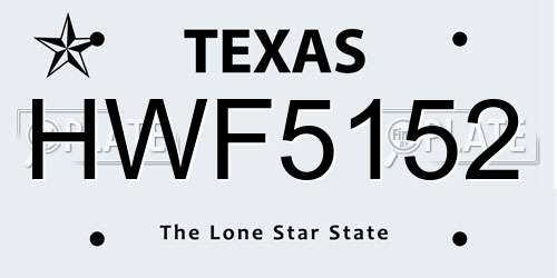 HWF5152 Texas License Plate