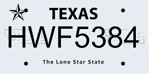 HWF5384 Texas License Plate