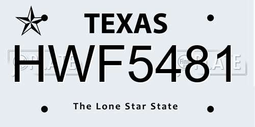 HWF5481 Texas License Plate