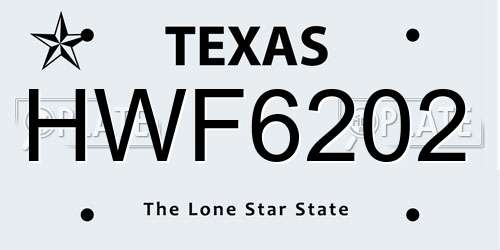 HWF6202 Texas License Plate