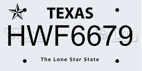HWF6679 Texas License Plate