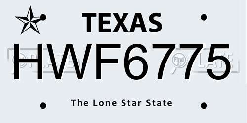 HWF6775 Texas License Plate