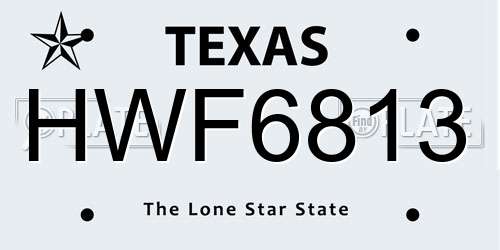 HWF6813 Texas License Plate