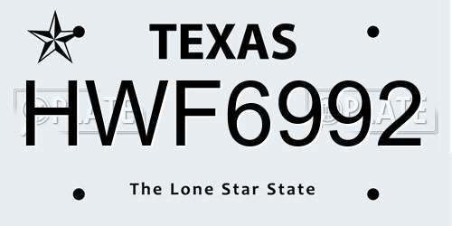 HWF6992 Texas License Plate