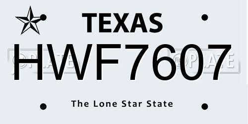 HWF7607 Texas License Plate