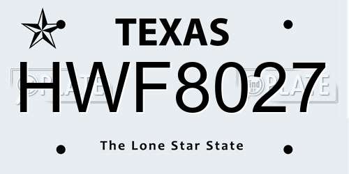 HWF8027 Texas License Plate