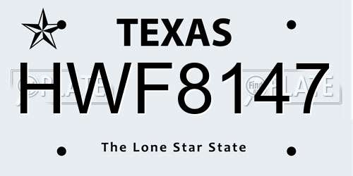HWF8147 Texas License Plate