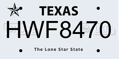 HWF8470 Texas License Plate