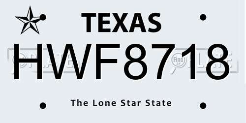 HWF8718 Texas License Plate