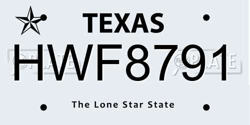HWF8791 Texas License Plate