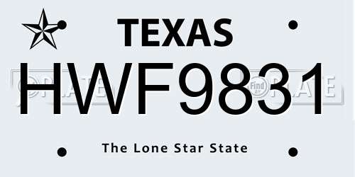 HWF9831 Texas License Plate