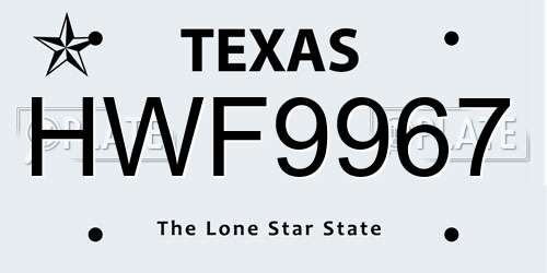 HWF9967 Texas License Plate