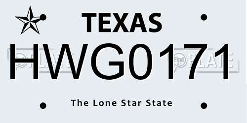 HWG0171 Texas License Plate