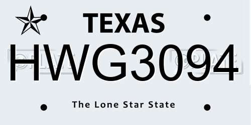 HWG3094 Texas License Plate