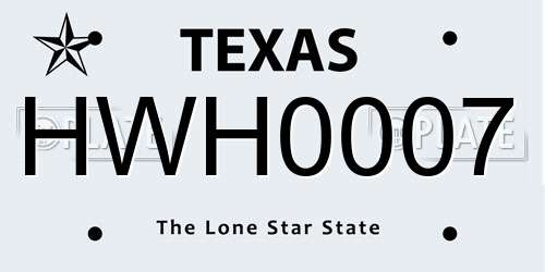 HWH0007 Texas License Plate