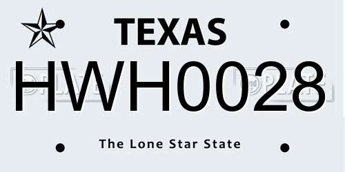 HWH0028 Texas License Plate