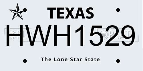 HWH1529 Texas License Plate