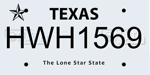 HWH1569 Texas License Plate
