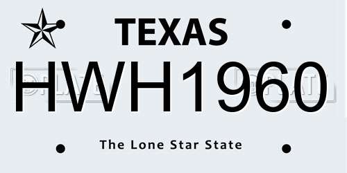 HWH1960 Texas License Plate