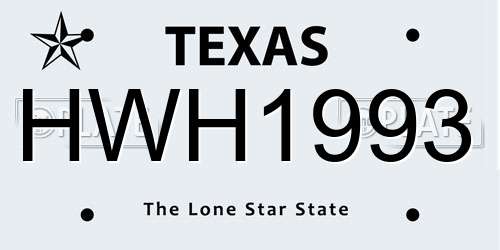 HWH1993 Texas License Plate