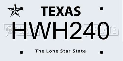 HWH240 Texas License Plate