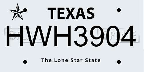 HWH3904 Texas License Plate