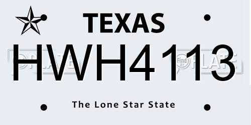 HWH4113 Texas License Plate