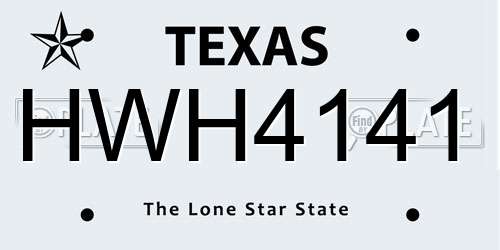 HWH4141 Texas License Plate