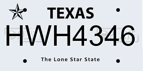 HWH4346 Texas License Plate