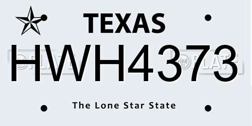HWH4373 Texas License Plate